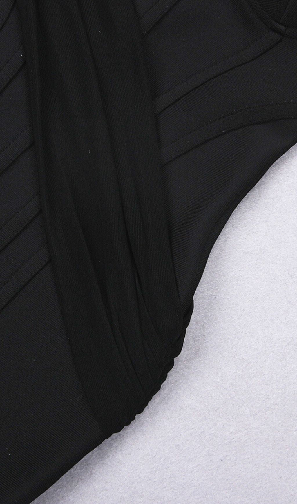 FEATHER LONG SLEEVE BANDAGE MINI DRESS IN BLACK Dresses styleofcb 