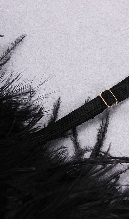 FEATHER LONG SLEEVE BANDAGE MINI DRESS IN BLACK Dresses styleofcb 