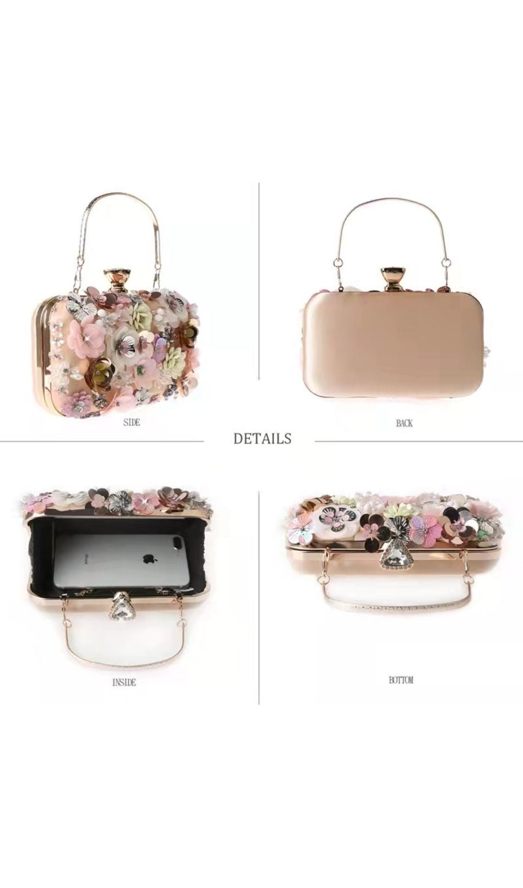 FLORAL ENBROIDERY CLUTCH - BLACK styleofcb 