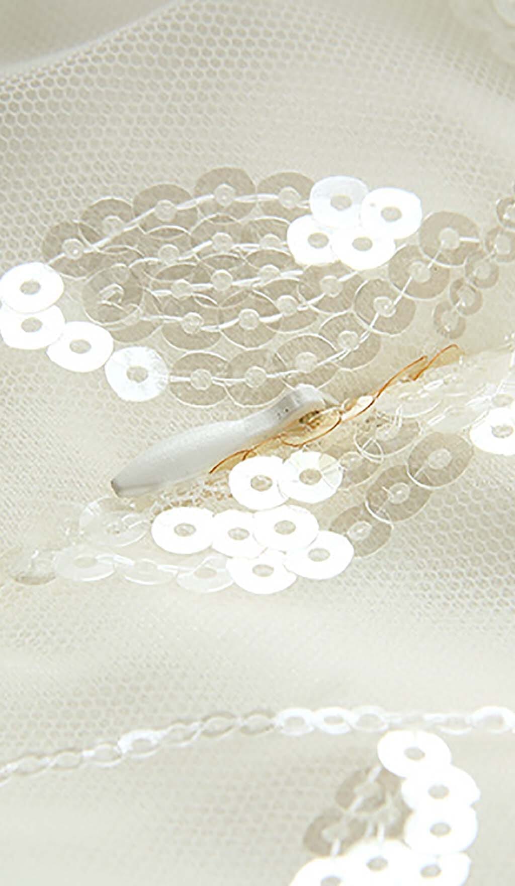 FLORAL SEQUINED MINI DRESS IN WHITE DRESS STYLE OF CB 