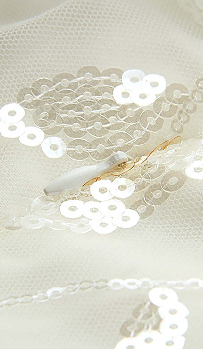 FLORAL SEQUINED MINI DRESS IN WHITE DRESS STYLE OF CB 
