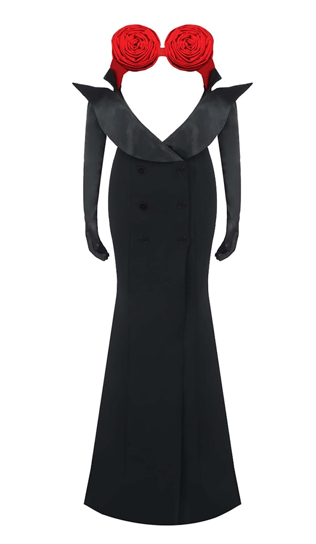 FLOWER STITCHING MAXI DRESS IN BLACK DRESS sis label