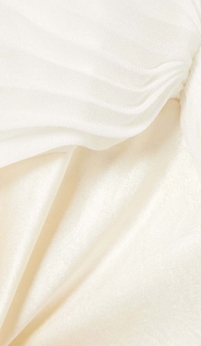 GEORGETTE PLEATED SATIN MAXI DRESS IN WHITE DRESS styleofcb 