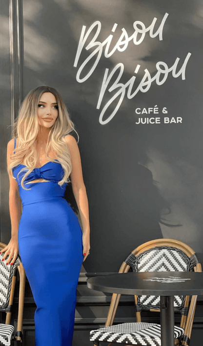 HOLLOW BANDAGE DRESS - BLUE ohmogo 