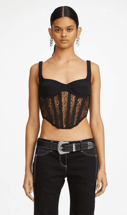 Hollow lace mesh top styleofcb black XS 