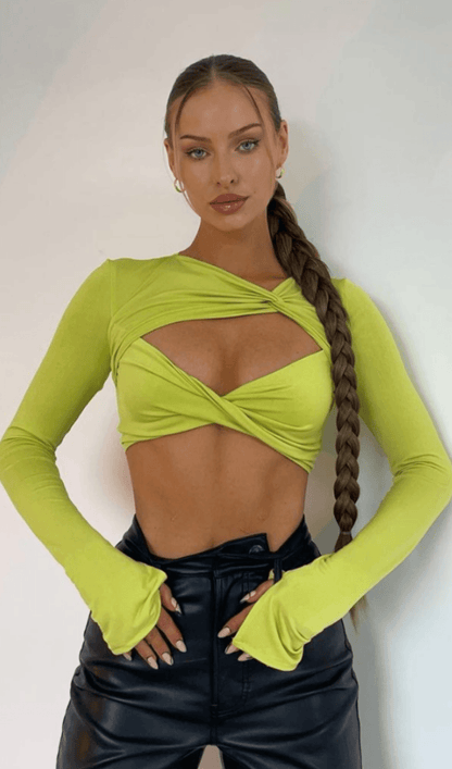 Hollow navel pleated top styleofcb 
