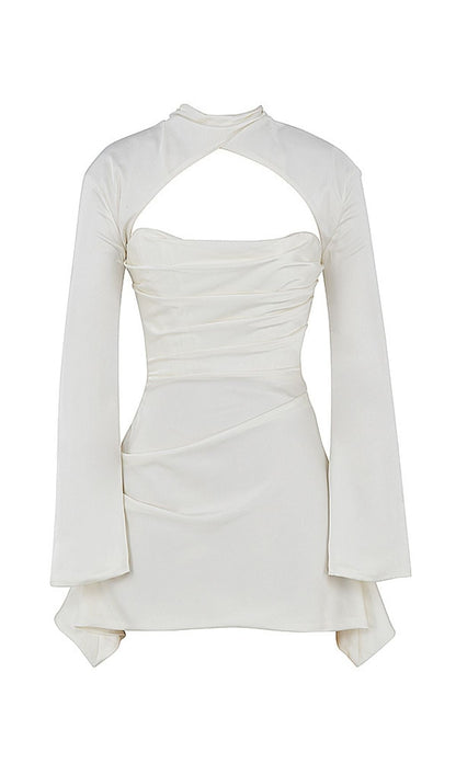 IVORY DRAPE CUT OUT MINI DRESS Dresses styleofcb 