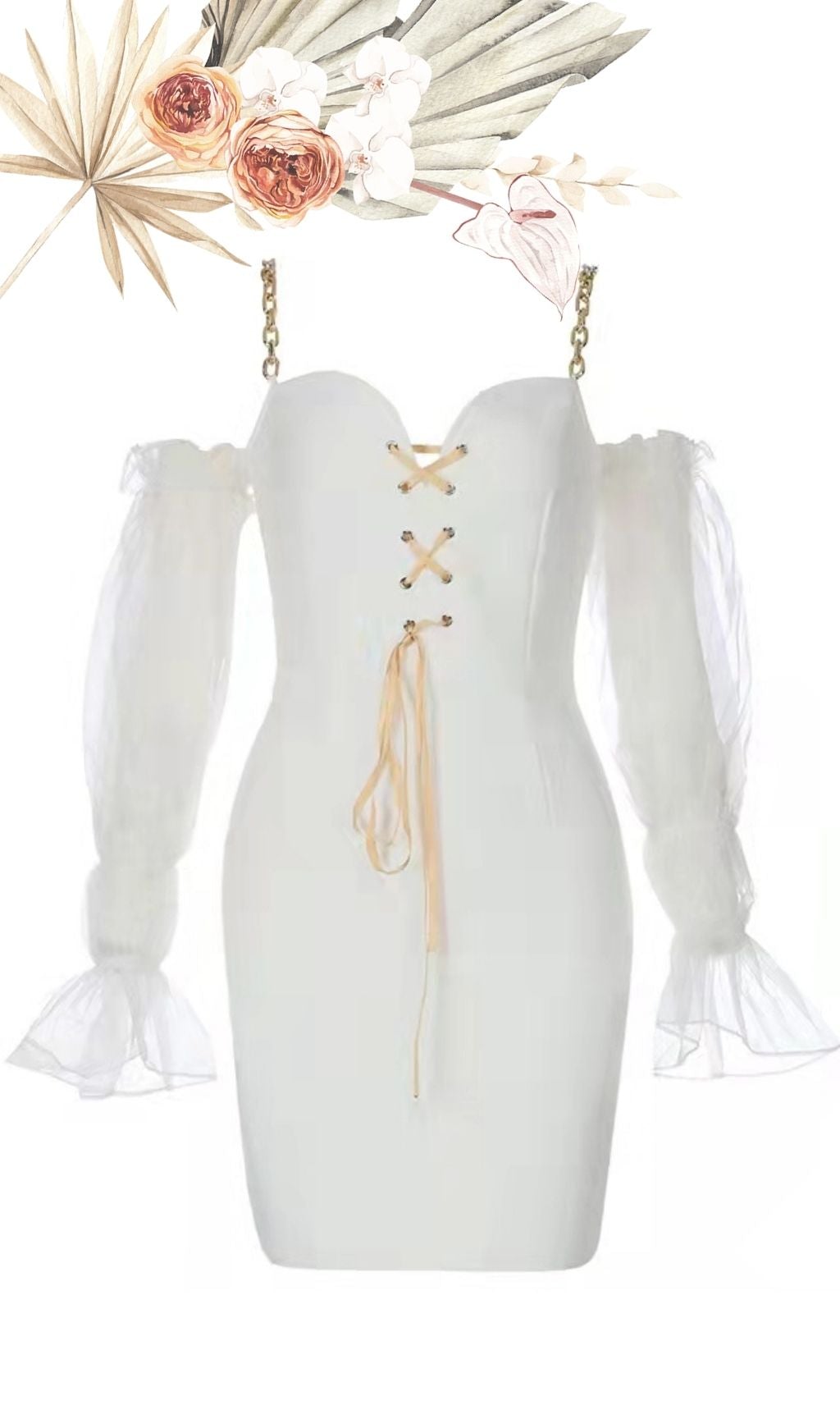 IVORY LACE UP MINI DRESS