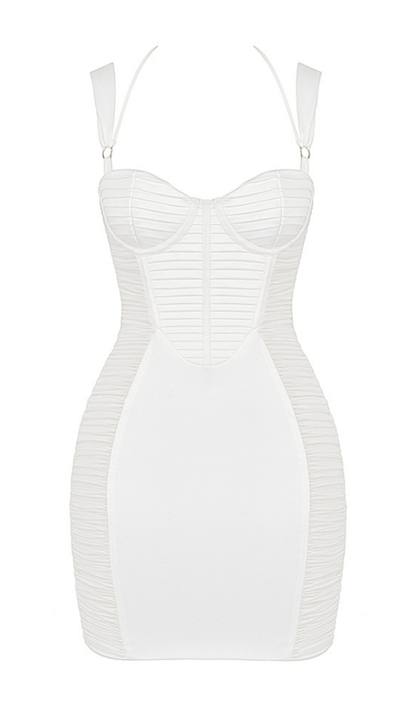 IVORY PLEATED STAIN MINI DRESS styleofcb 
