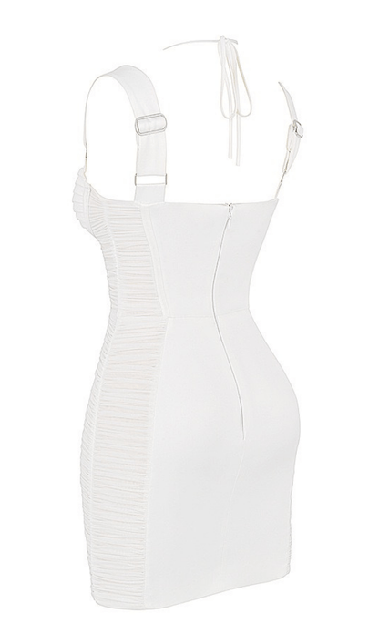 IVORY PLEATED STAIN MINI DRESS styleofcb 