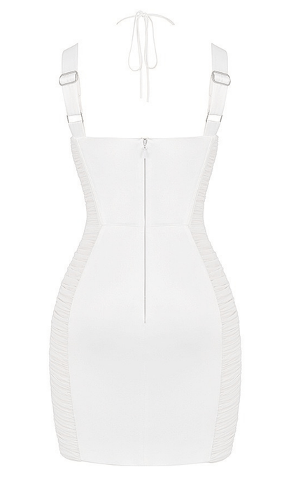 IVORY PLEATED STAIN MINI DRESS styleofcb 
