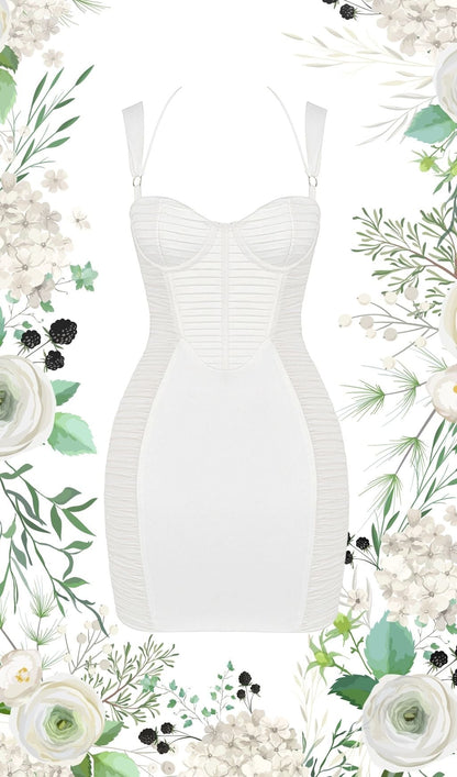 IVORY PLEATED STAIN MINI DRESS styleofcb 