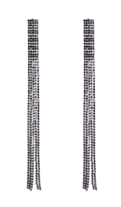 Inlaid diamond tassel earrings styleofcb BLACK 