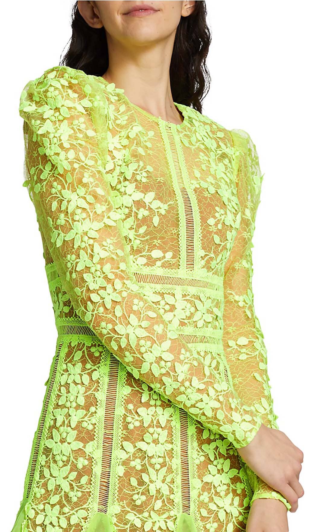 LACE PLATED MIDI DRESS IN GREEN DRESS STYLE OF CB 