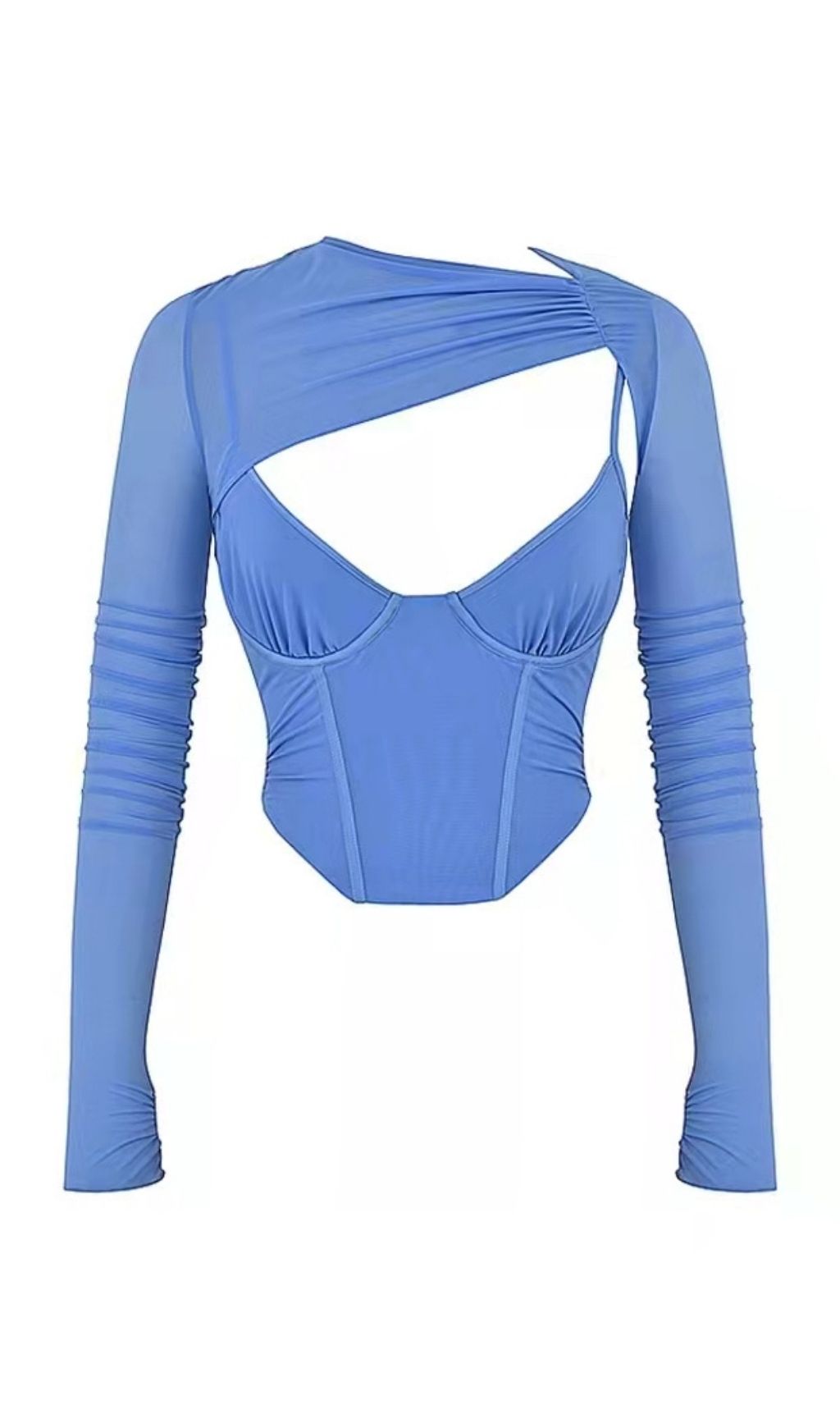 LONG SLEEVE CORSET TOP IN BLACK Shirts & Tops styleofcb XS BLUE 