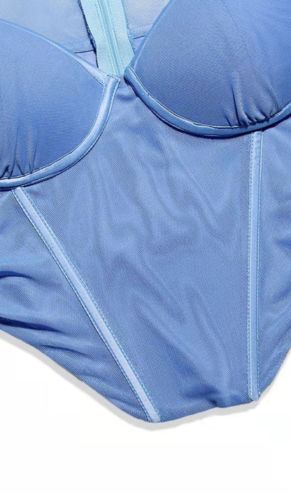 LONG SLEEVE CORSET TOP IN BLUE Shirts & Tops styleofcb 