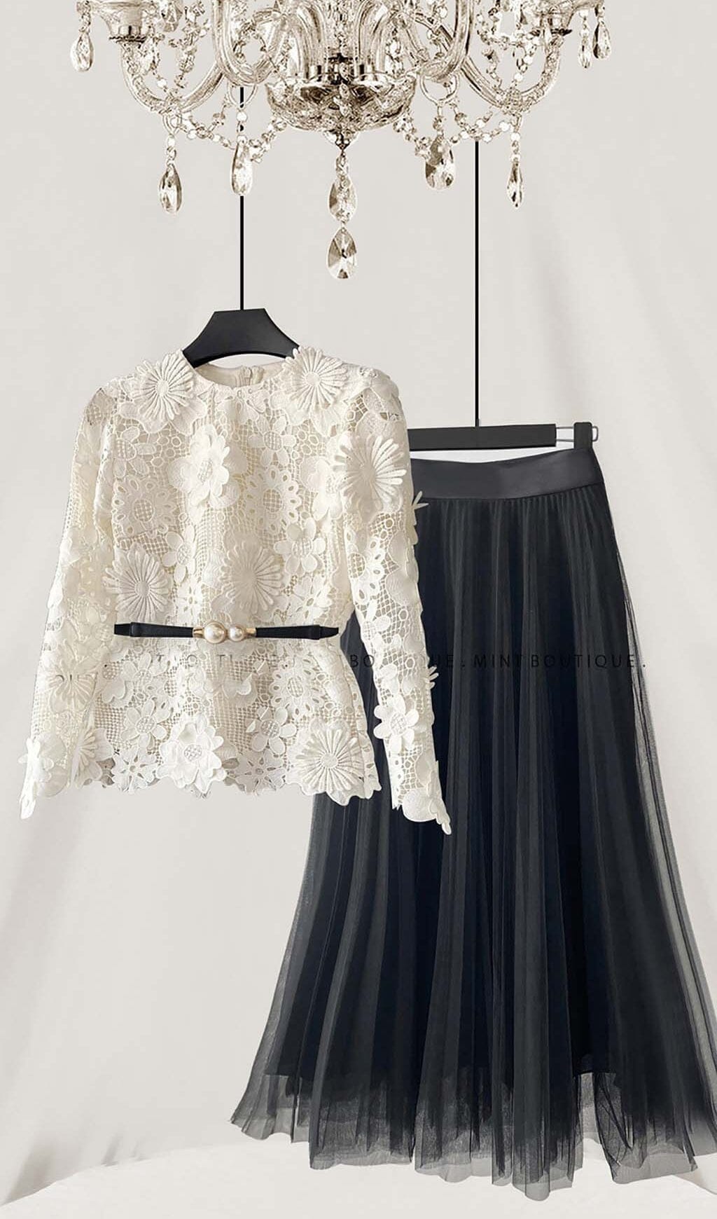 LONG SLEEVE LACE TWO PIECE SET DRESS STYLE OF CB 