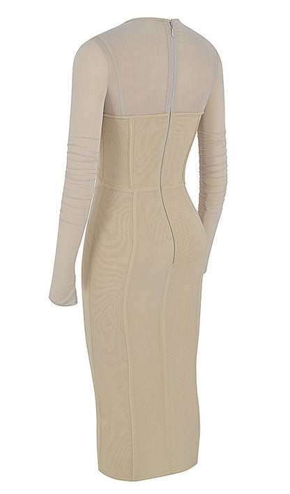 LONG SLEEVE MIDI DRESS IN BEIGE Dresses styleofcb 