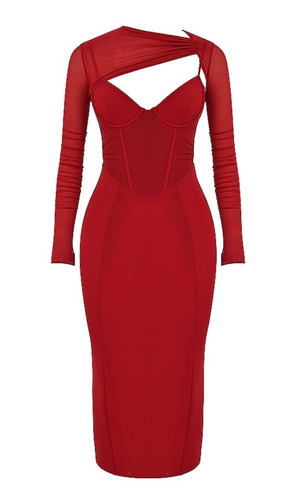LONG SLEEVE MIDI DRESS IN BLACK Dresses styleofcb XS WINE RED 