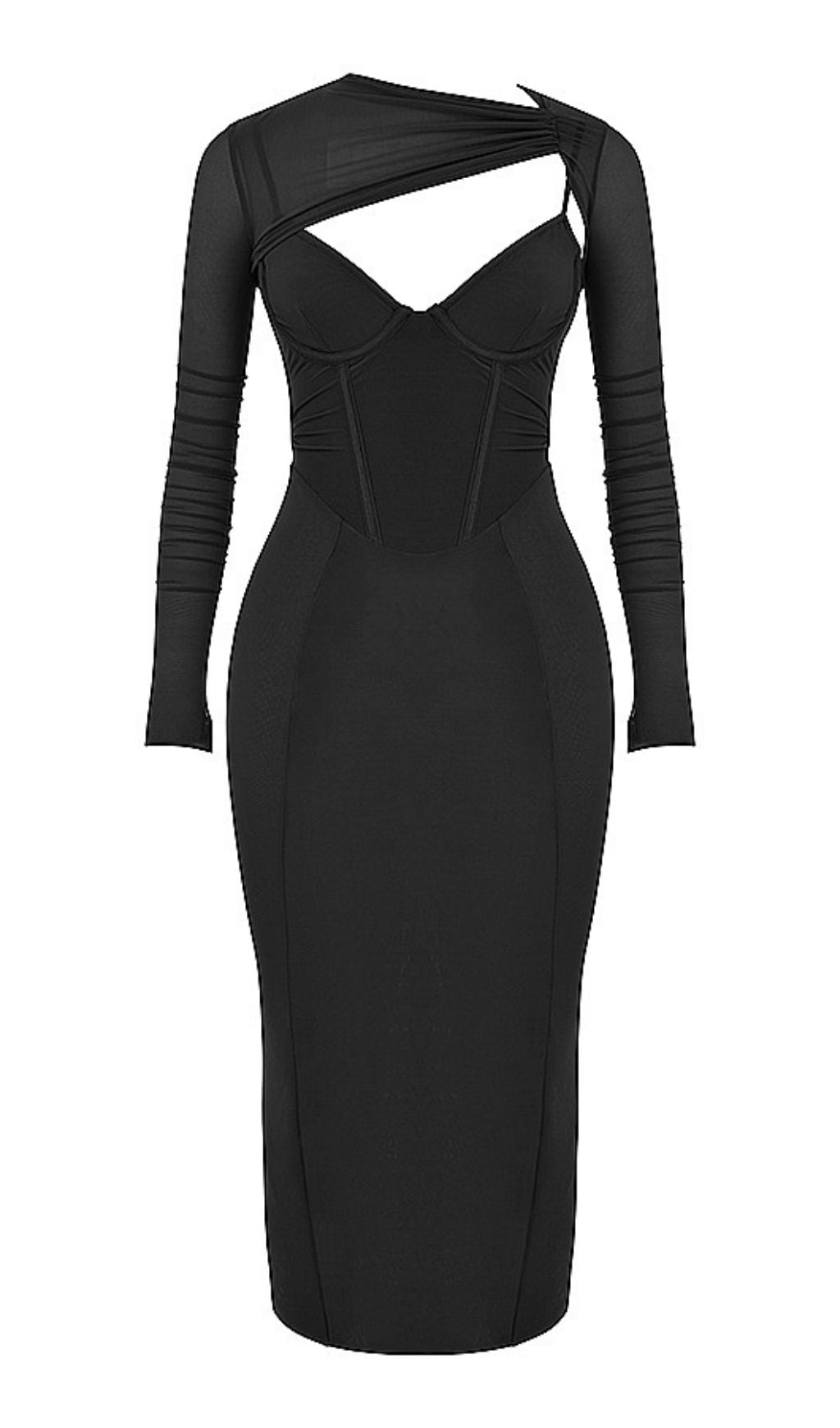 LONG SLEEVE MIDI DRESS IN BLACK Dresses styleofcb XS BLACK 