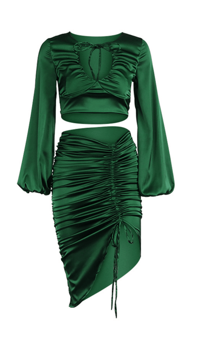 Lantern sleeve pleated two-piece suit styleofcb 