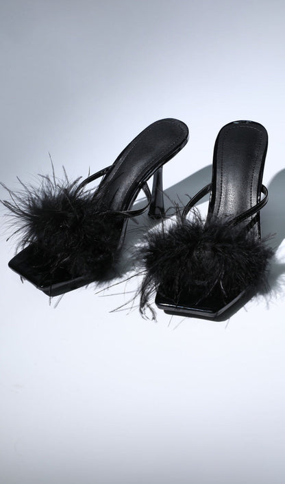 FEATHER HEELS IN BLACK-Shoes-Oh CICI SHOP