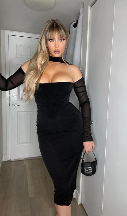 MESH CORSET MIDI DRESS IN WHITE Dresses styleofcb XS BLACK 