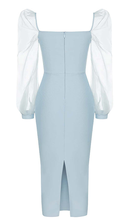 MESH SLEEVE BODYCON MIDI DRESS IN BLUE DRESS sis label 