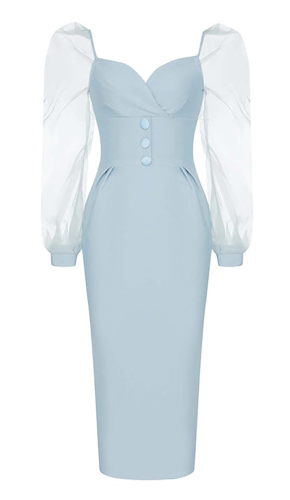 MESH SLEEVE BODYCON MIDI DRESS IN BLUE DRESS sis label 