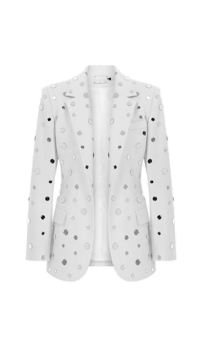 MIRROR SEQUIN DETAIL JACKET IN WHITE DRESS STYLE OF CB 