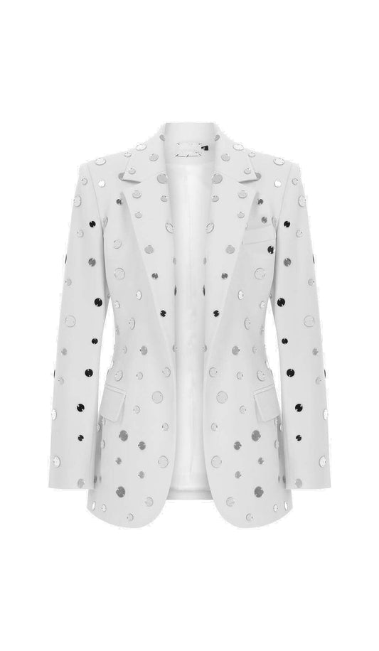 MIRROR SEQUIN DETAIL JACKET IN WHITE DRESS STYLE OF CB 