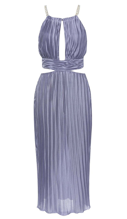 MOCK-NECK SLEEVELESS BELTED MIDI DRESS DRESS STYLE OF CB 