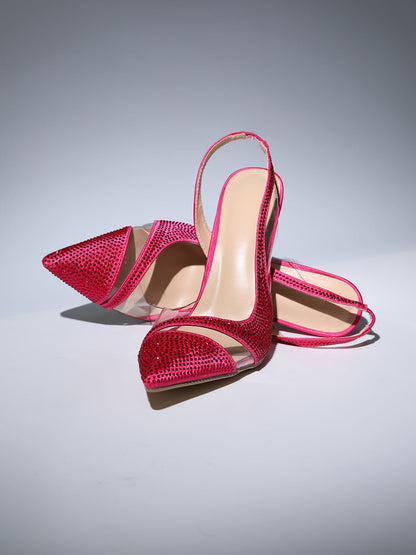 CRYSTAL HEELS IN HOT PINK-Shoes-Oh CICI SHOP