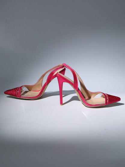 CRYSTAL HEELS IN HOT PINK-Shoes-Oh CICI SHOP