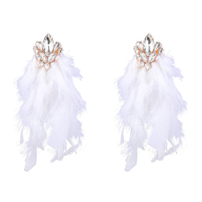 RHINESTONE FEATHER EARRINGS