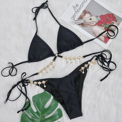 METAL EMBELLISHED BIKINI TWO PIECE SET-Swimwear-Oh CICI SHOP