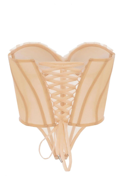 SHELL MESH LACE UP CORSET TOP IN BEIGE Tops styleofcb 