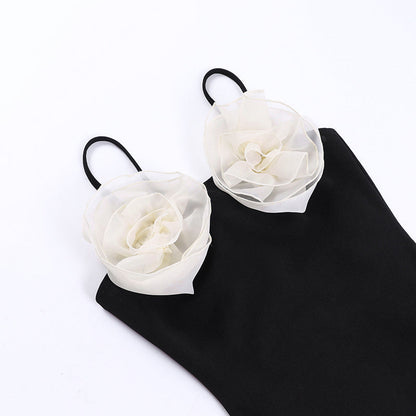 FLOWER ONE PIECE SWIMSUIT IN BLACK