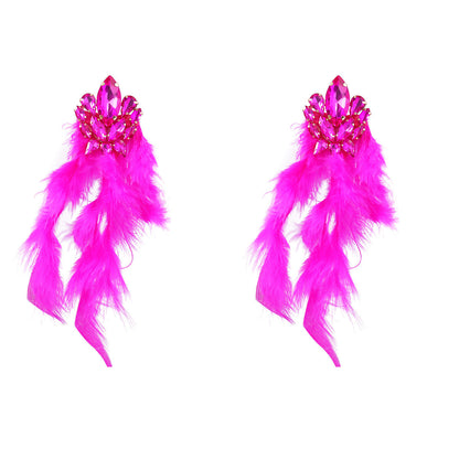 RHINESTONE FEATHER EARRINGS