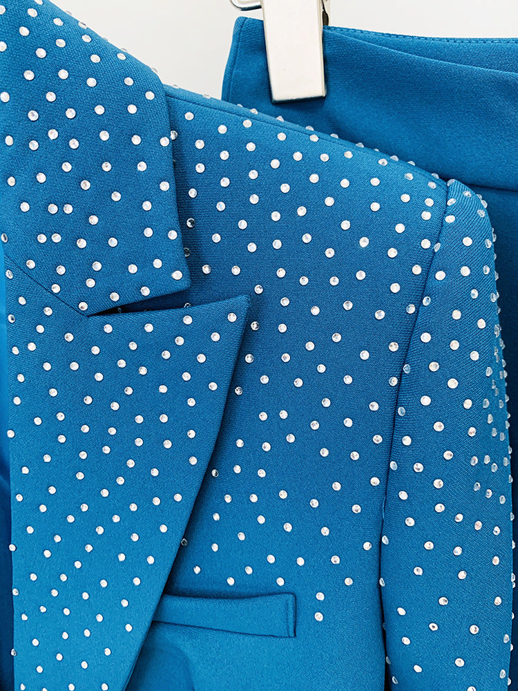 RHINESTONE BLAZER SET IN BLUE