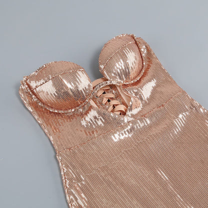 STRAPLESS SEQUIN MAXI DRESS Dresses Oh CICI 