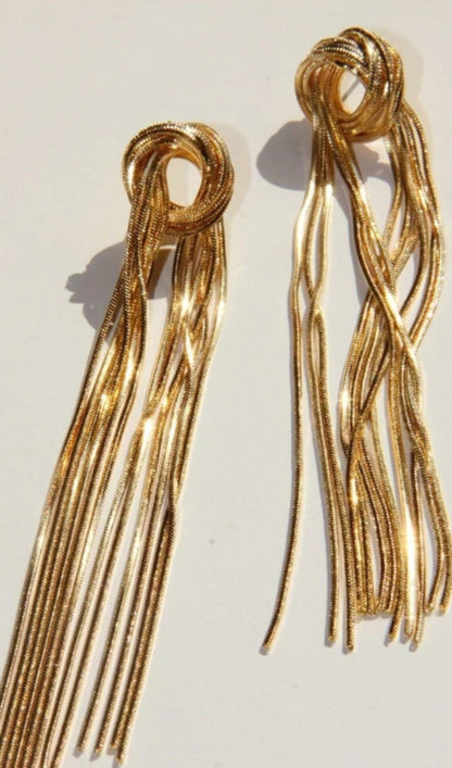 GOLD TIED TASSEL EARRINGS
