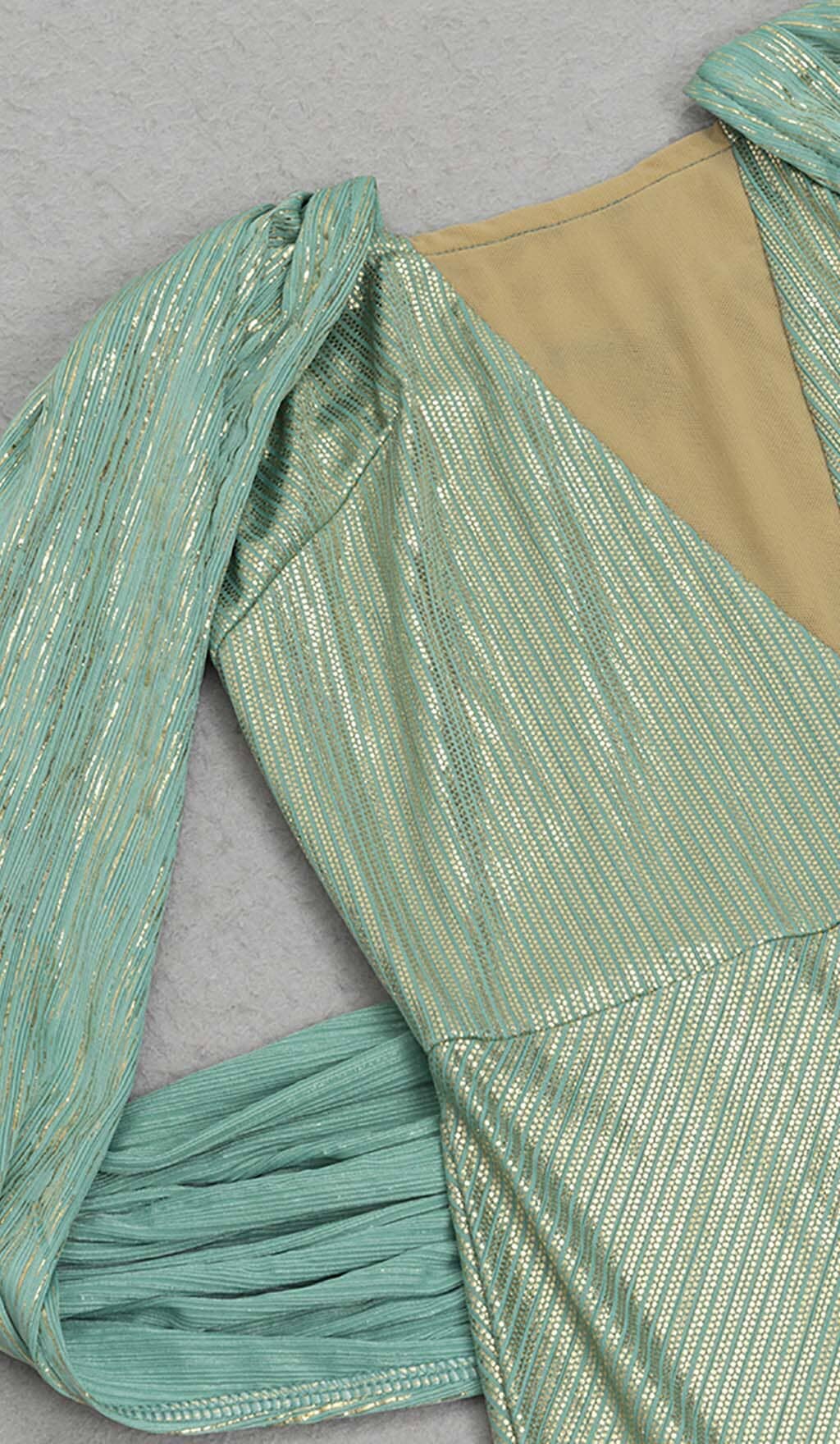OFF-SHOULDER RIBBON MAXI DRESS IN GREEN DRESS STYLE OF CB 