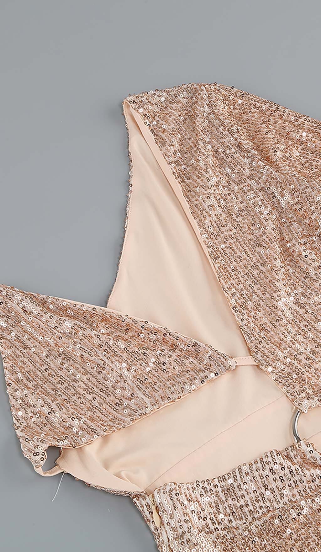 ONE SLEEVE SEQUINS MINI DRESS IN GOLD DRESS STYLE OF CB 