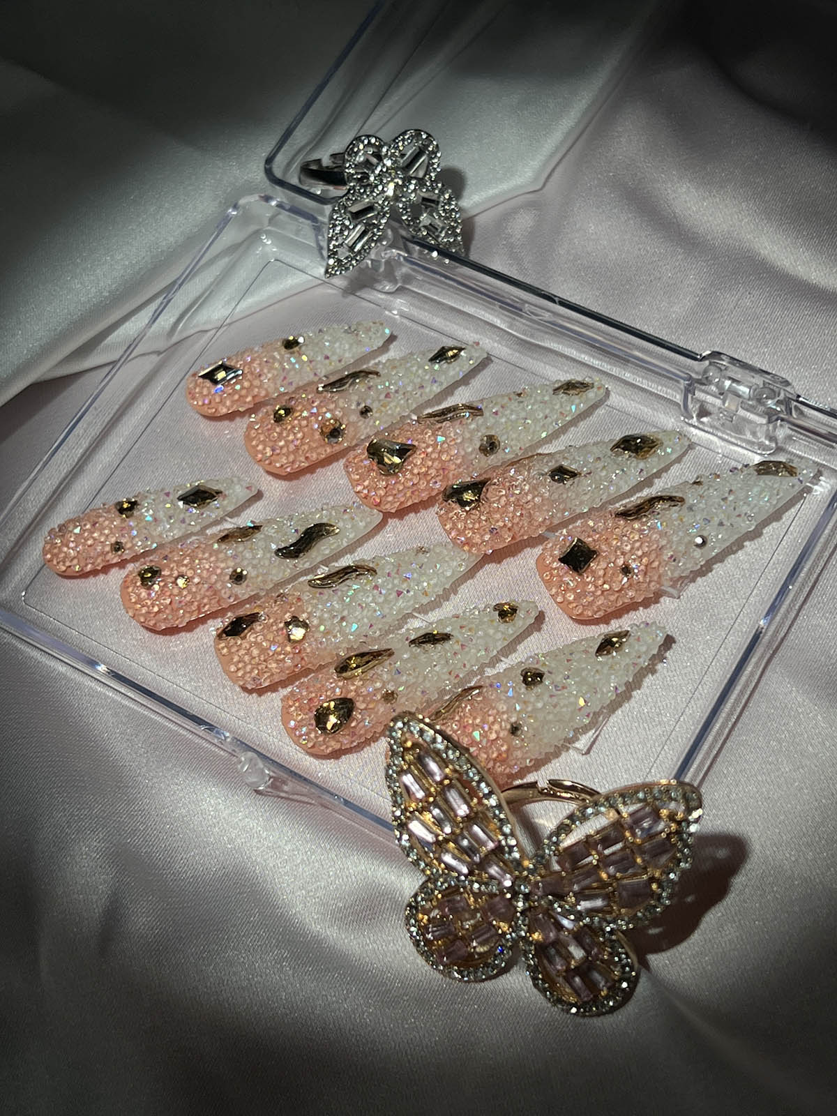 Ombre Crystal Stilleto Handmade Press On Nails