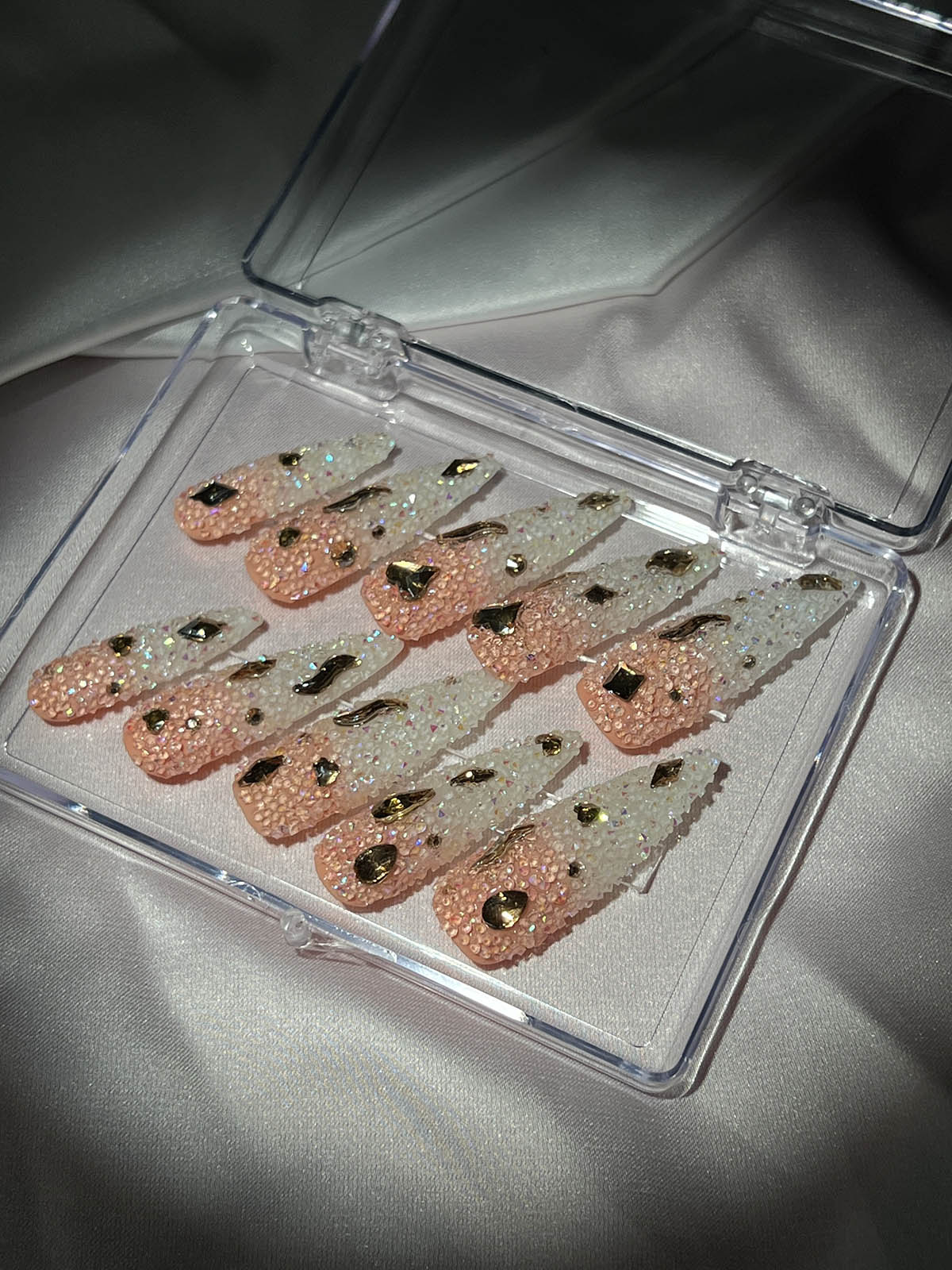 Ombre Crystal Stilleto Handmade Press On Nails