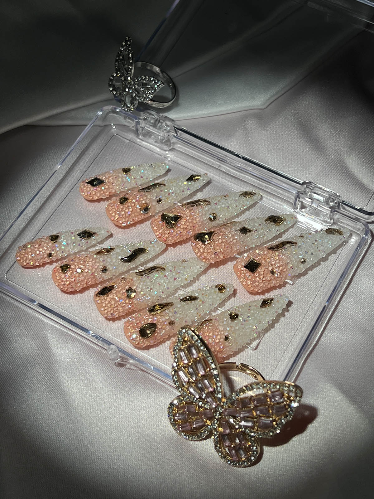 Ombre Crystal Stilleto Handmade Press On Nails