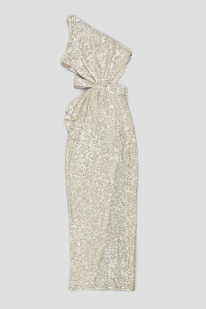 ONE-SHOULDER SEQUINS CUT OUT SPLIT MAXI DRESS Sequins Dress Oh CICI 