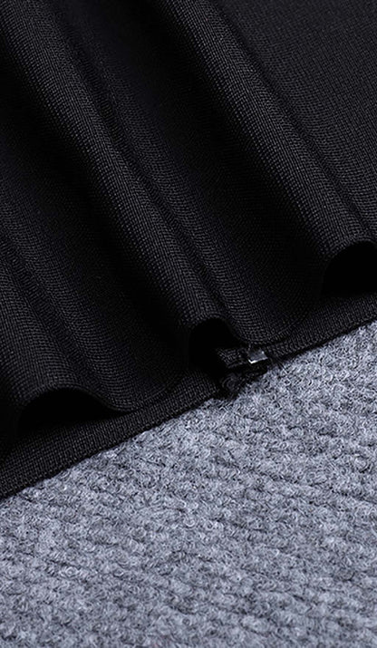 PLUNGING NECKLINE BOW MIDI DRESS IN BLACK DRESS sis label 