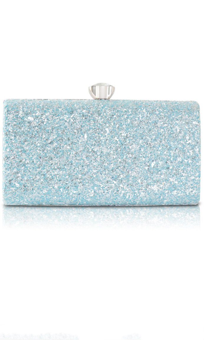 POWDER BLUE GLITTER BAG WITH CHAIN STRAP